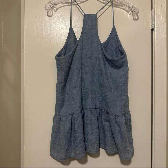Karlie Women's Strappy Racer Top With Ruffled Hem Denim Color size M - Picture 3 of 6